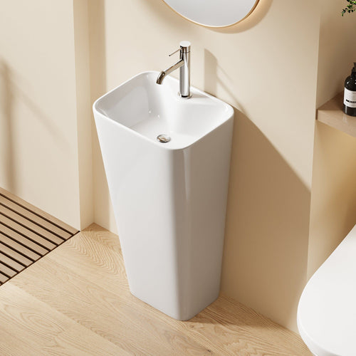 Lavabo Totem Blanc Rectangulaire et Fin H83