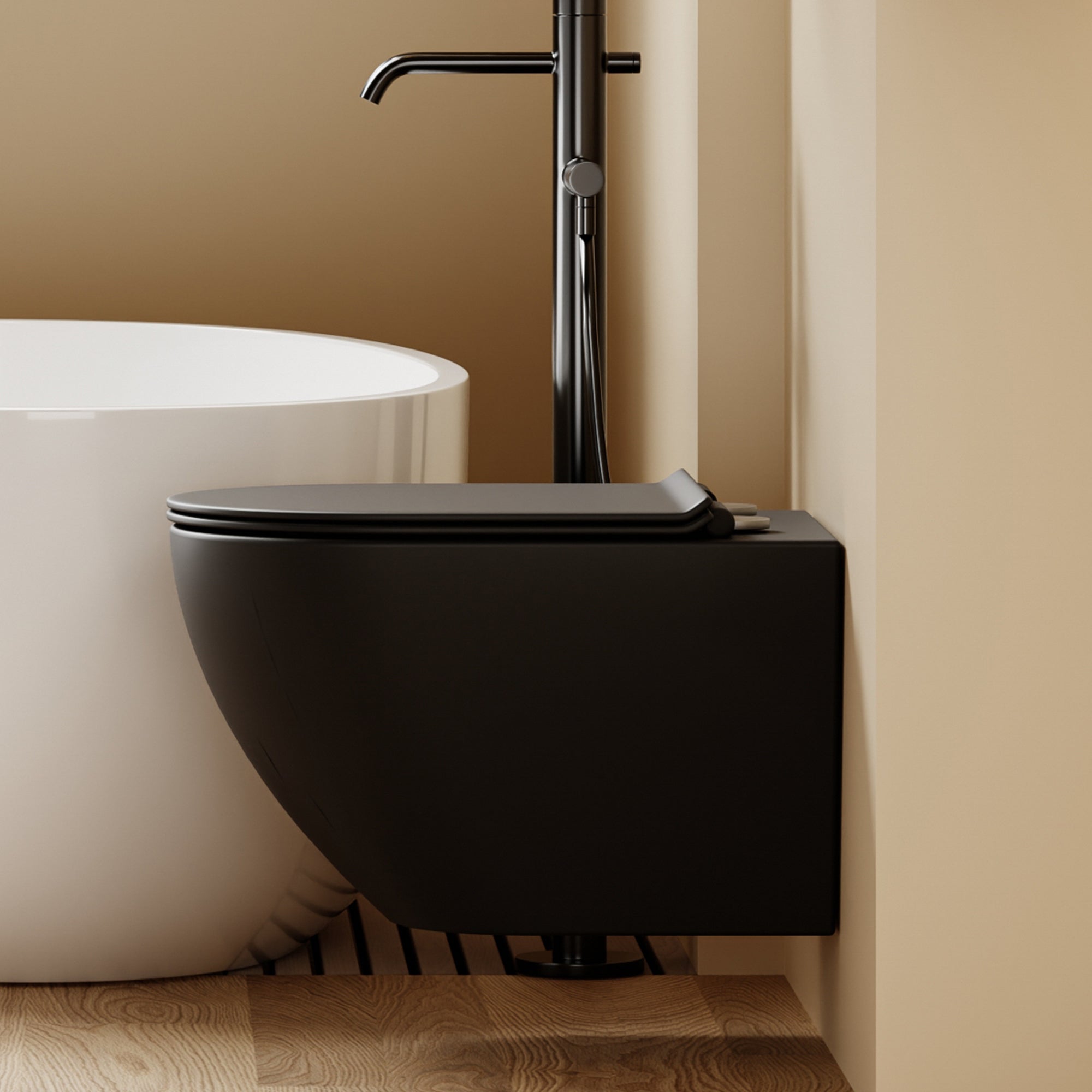 WC suspendu noir VALA (53*36,5*32cm)– Design moderne & abattant Soft Close