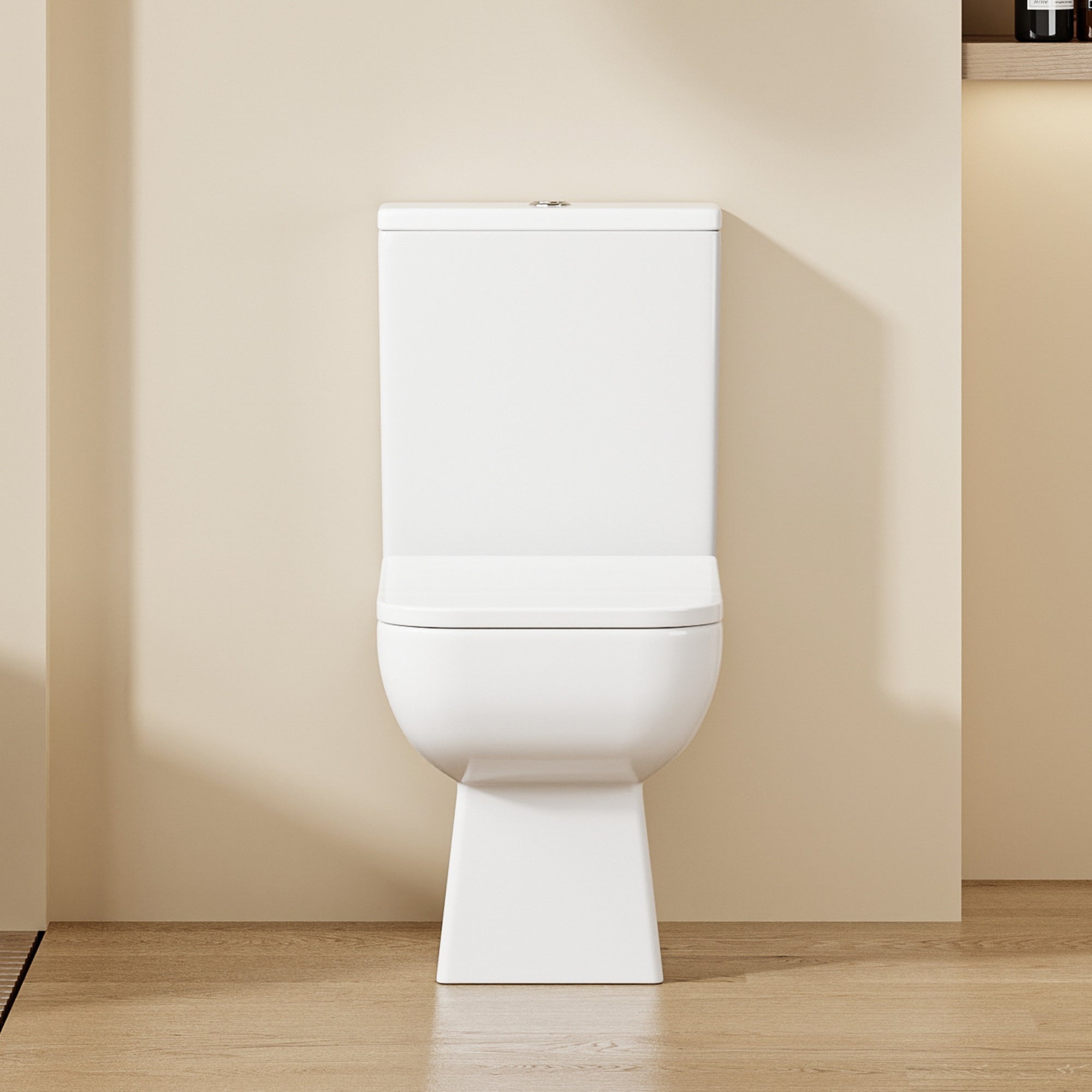 WC à Poser Ultra Compact 55,5 cm BIKIBUS – Design Carré Arrondi – Abattant Soft Close – Sortie Horizontale
