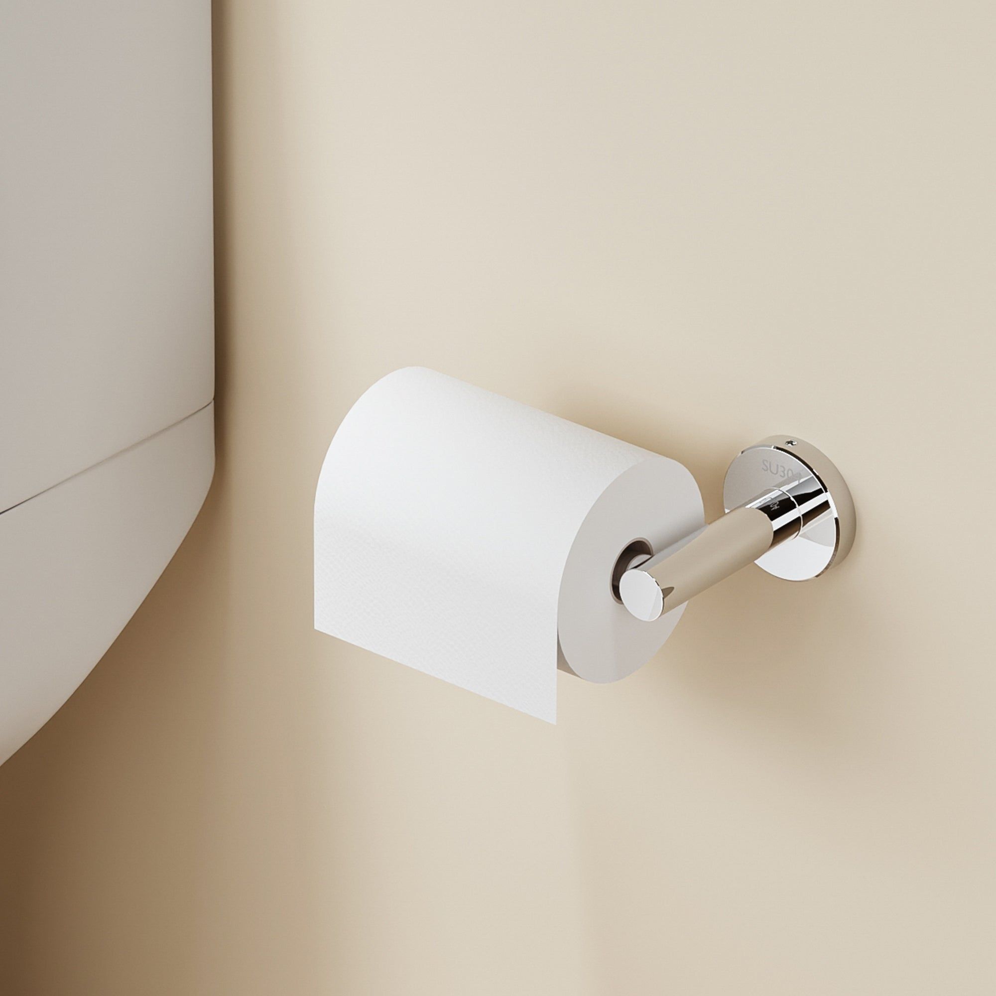 Porte-rouleau papier toilette mural en acier inoxydable finition chromée brillante