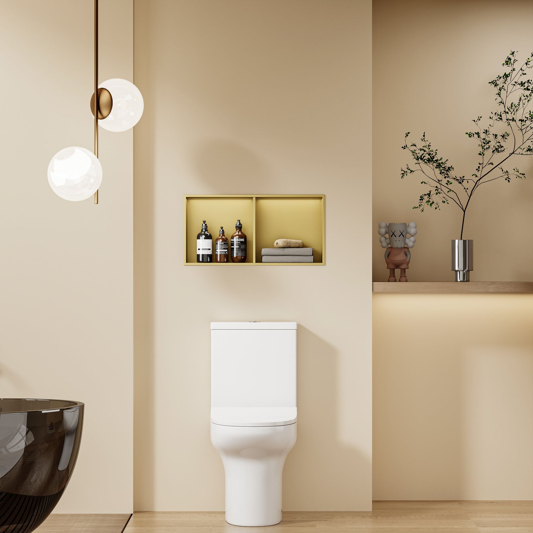 Niche de douche double Or 60 X 30 X 12 cm, rangement mural moderne pour salle de bain