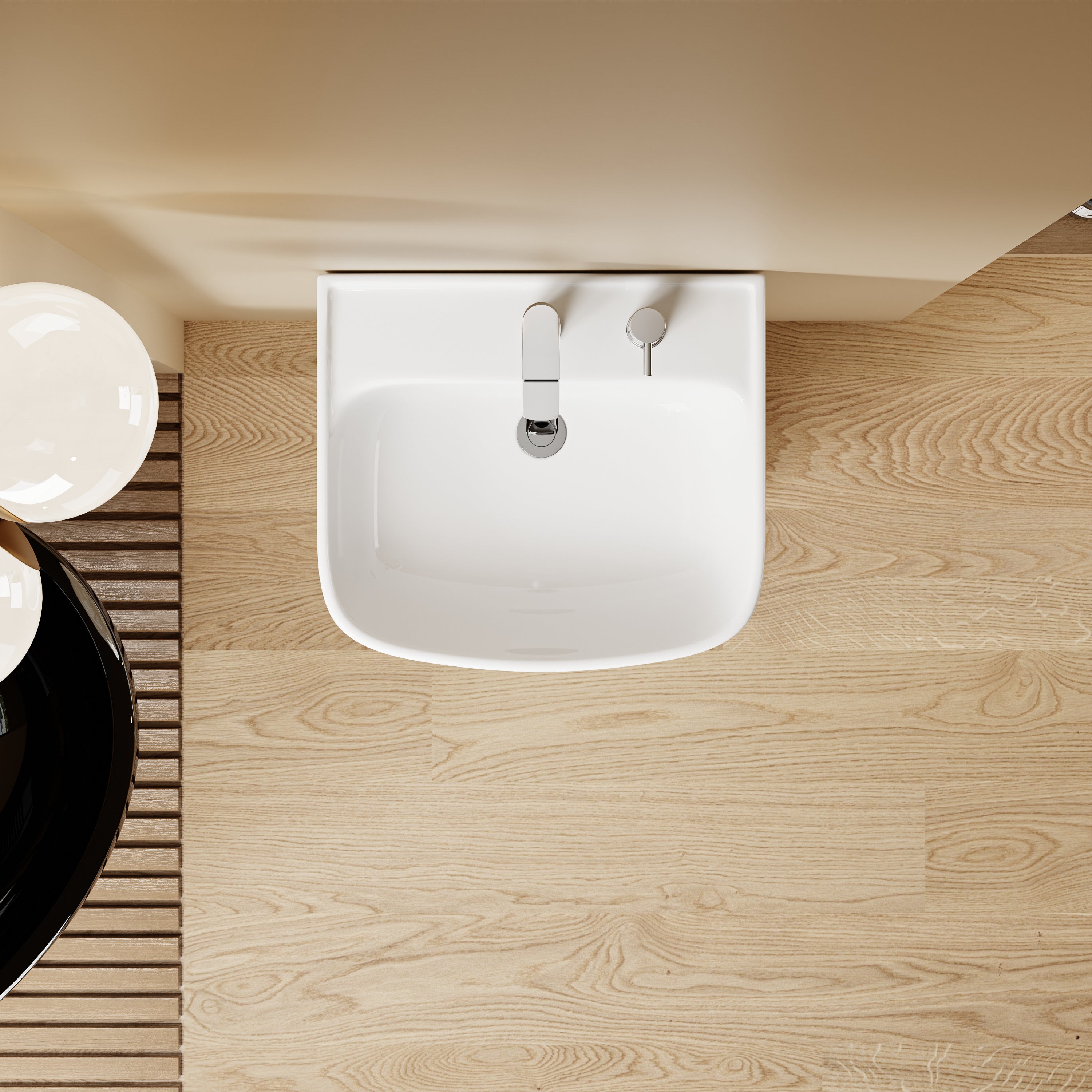Lavabo d’ablutions GAZA moderne en blanc, double vasque, design contemporain.