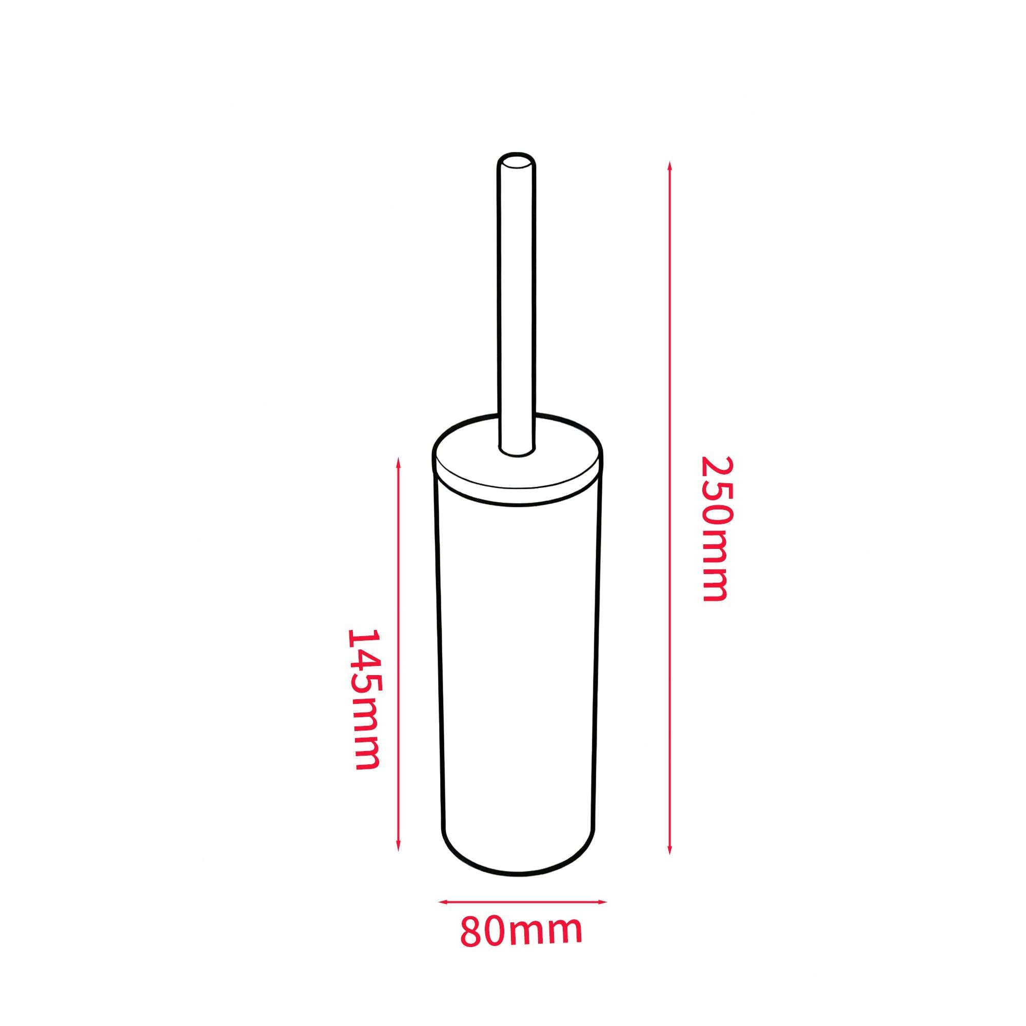 Brosse WC ronde inox avec couvercle, finition chrome, hauteur 250mm