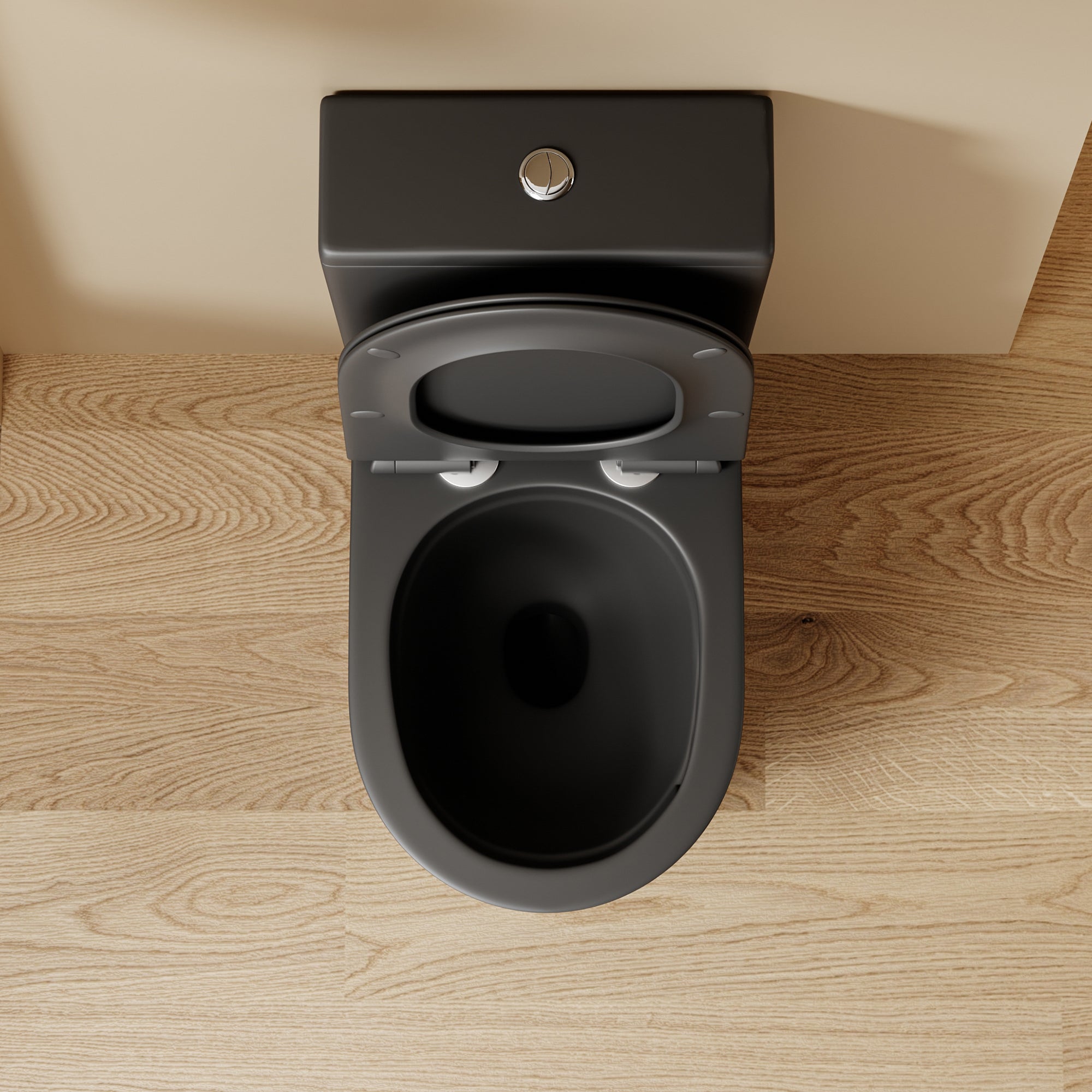 WC à poser sans bride sortie horizontale (63x38x82cm) - Design arrondie noir CESAR