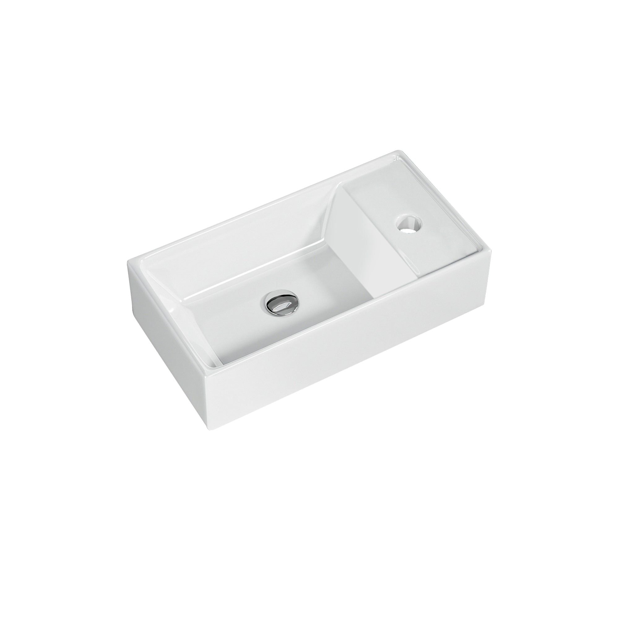 Lave-mains avec rebord sortie droite (41,5*22*10cm)