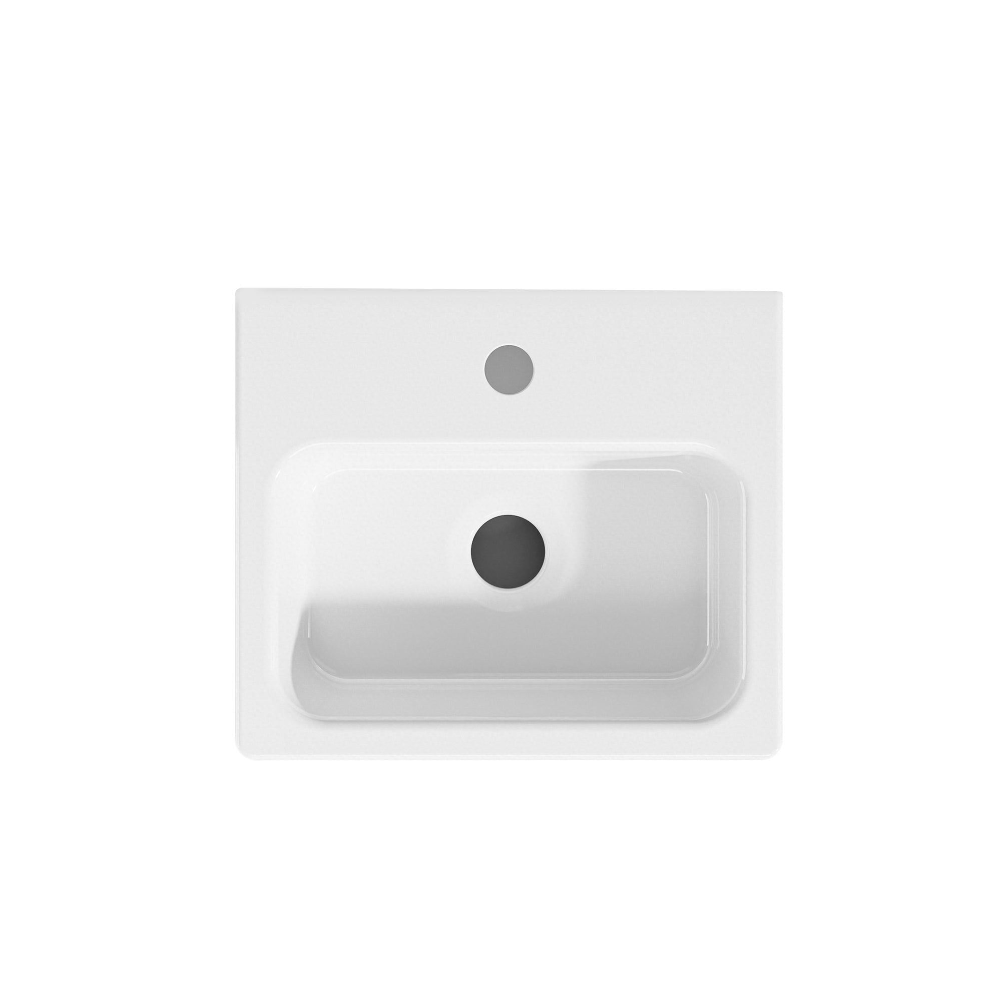 Vase de lavabo mural rectangulaire blanc en céramique pour salle de bain, modèle PABLO, dimensions 28x24 cm.
