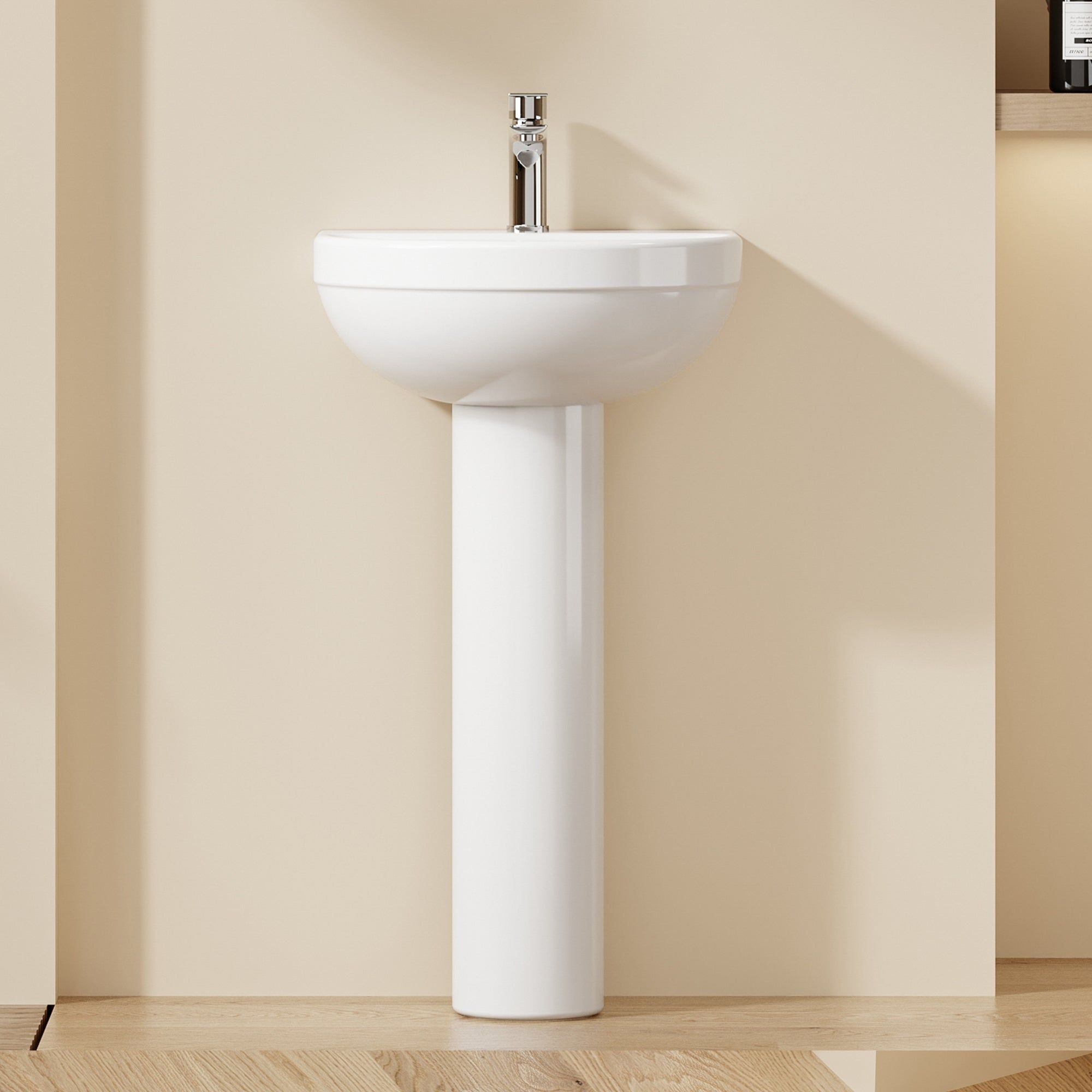 Lavabo colonne sur pied en céramique blanche, ultra compact, Hauteur 86 cm