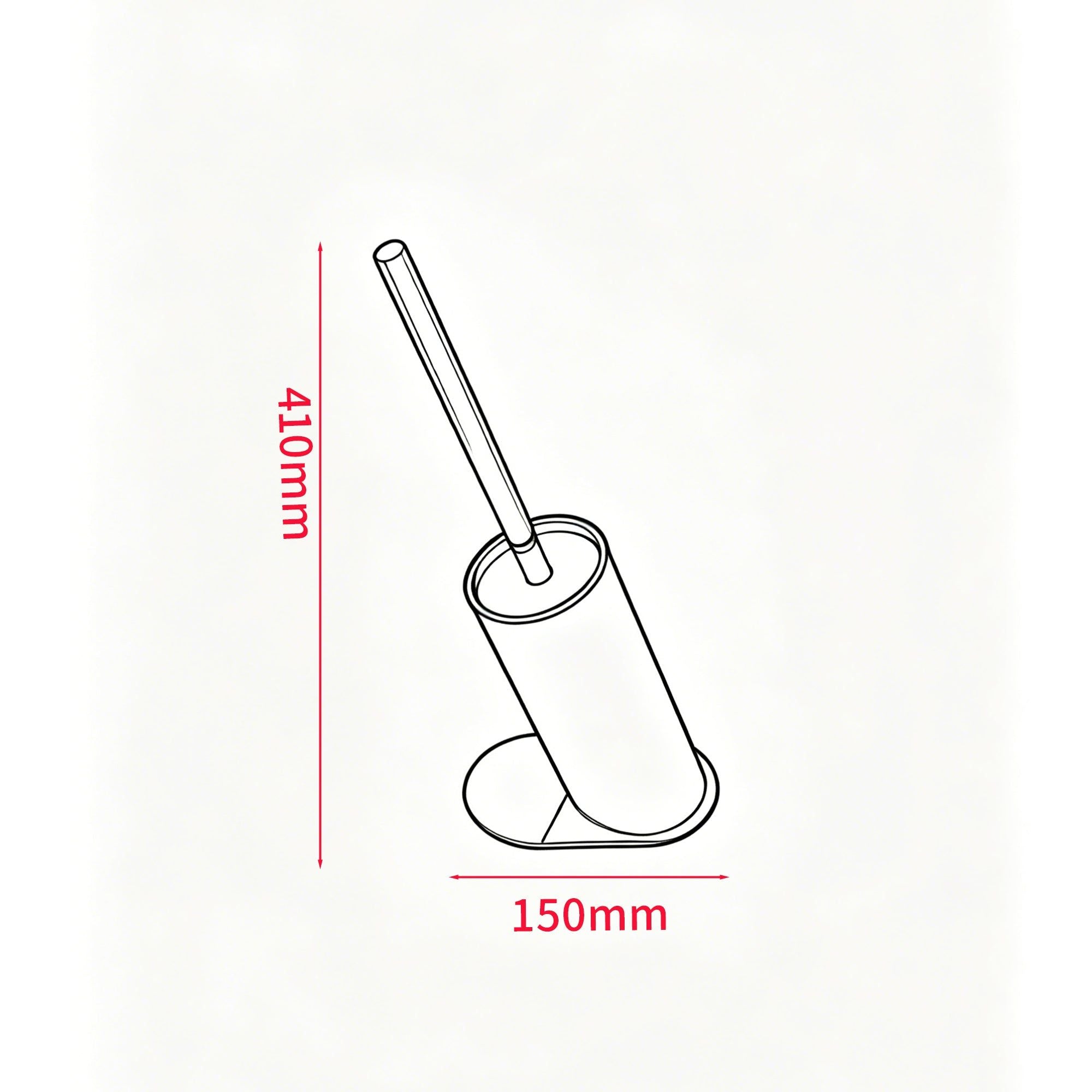 Brosse WC design en acier inoxydable - Blanc, 410mm de haut, 150mm de large