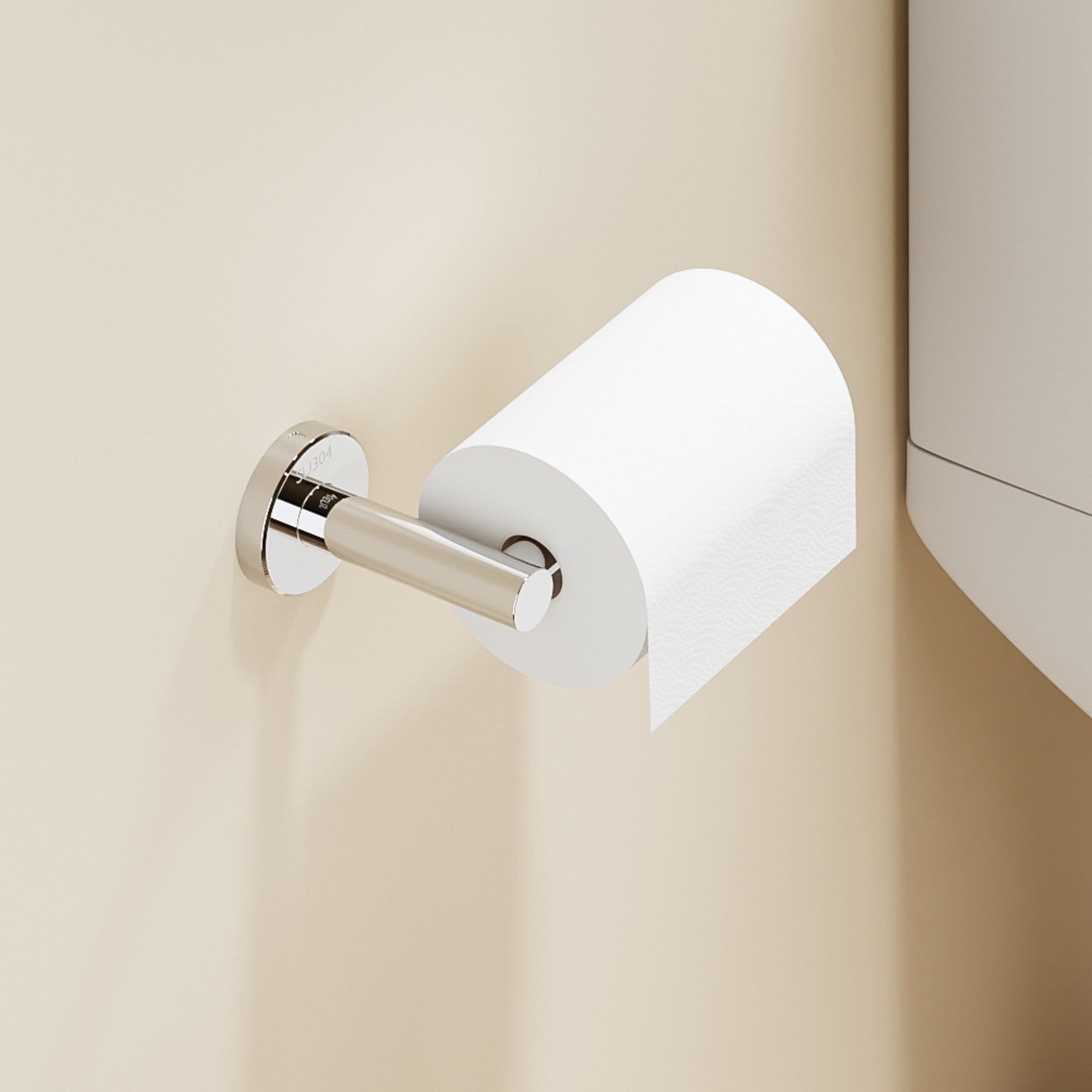 Porte-rouleau papier toilette mural en acier inoxydable chromé brillant