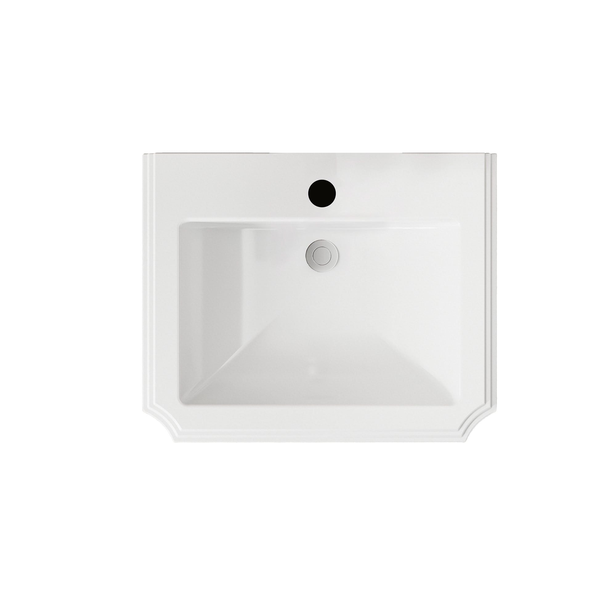 Lavabo colonne sur pied Chelsea Retro Blanc : vasque blanche rectangulaire avec robinetterie intégrée