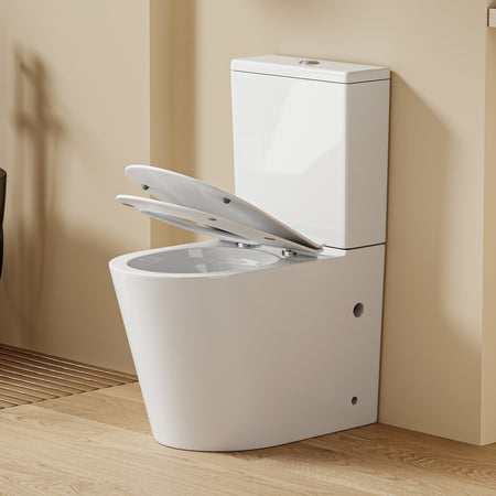 WC à poser blanc design arrondi CESAR, sortie horizontale, 63x38x82cm.