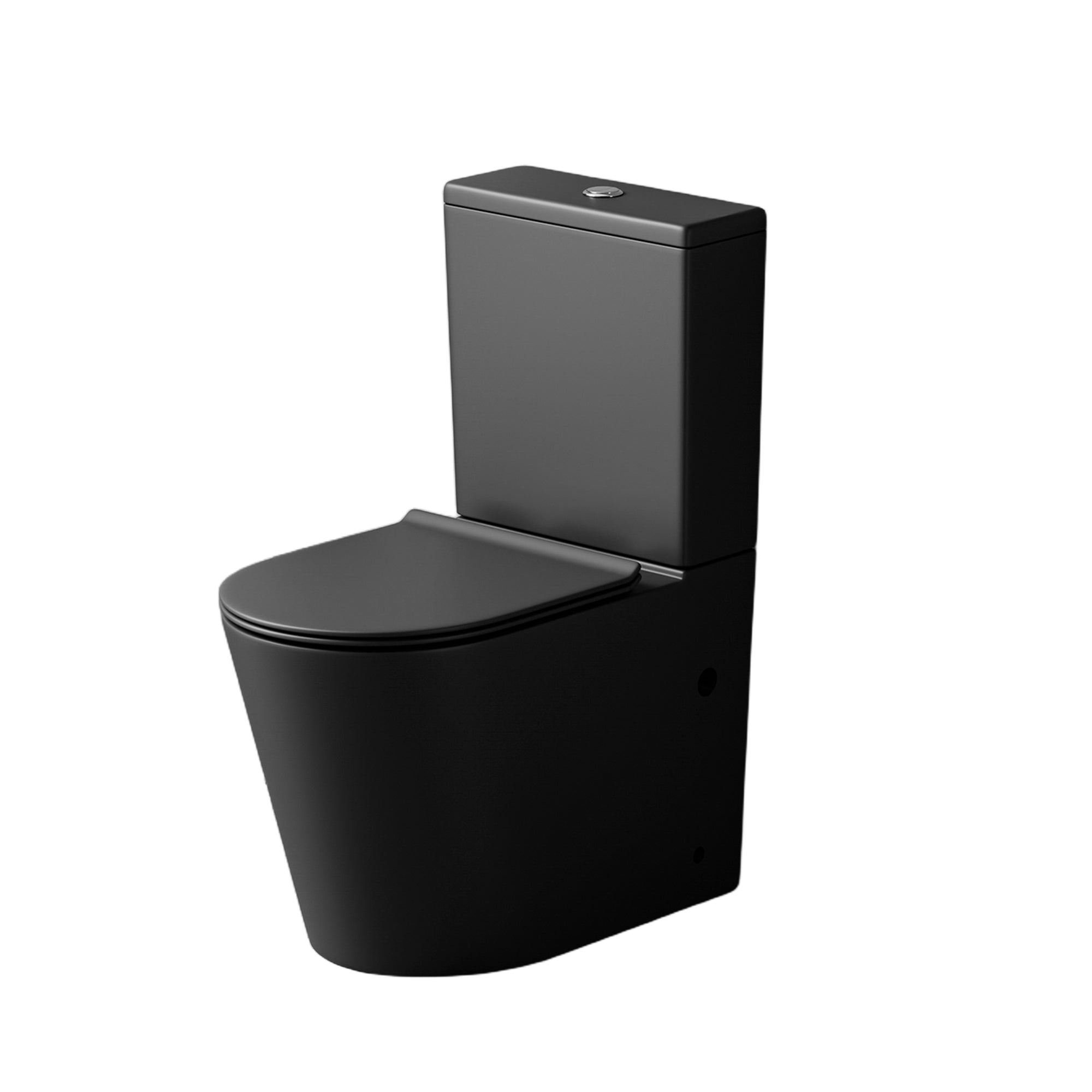 WC à poser sans bride sortie horizontale (63x38x82cm) - Design arrondie noir CESAR