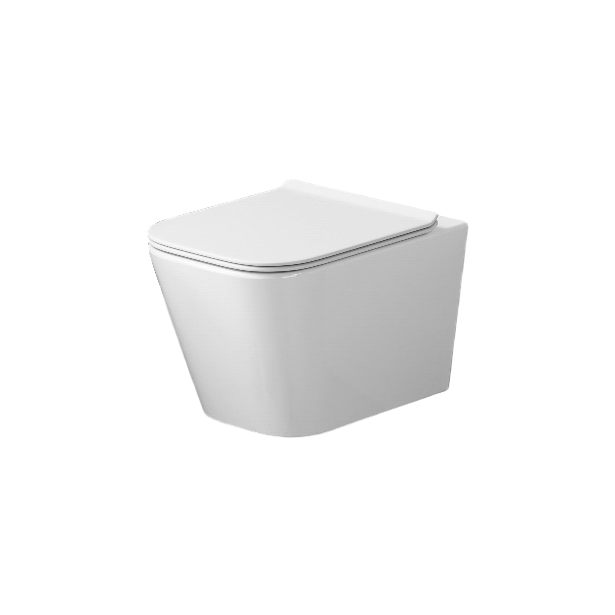 WC suspendu blanc LUNE, carré arrondi, 51,5x35x32 cm, avec abattant Soft Close.