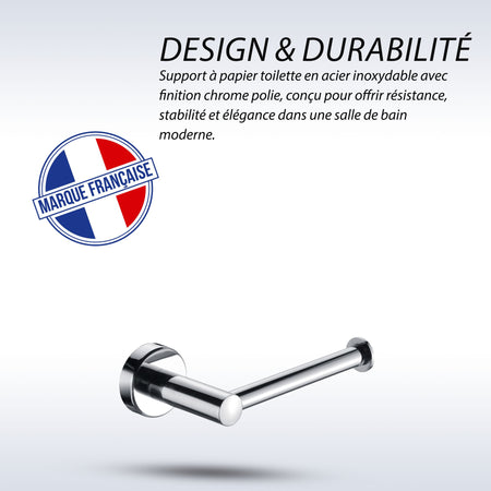Porte-rouleau papier toilette mural en acier inoxydable chromé brillant