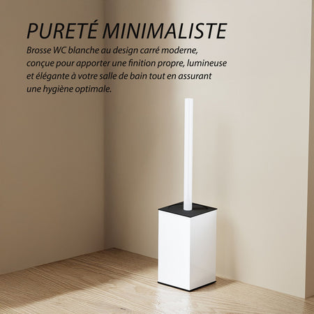 Brosse WC carrée blanche au design moderne, pour une hygiène optimale