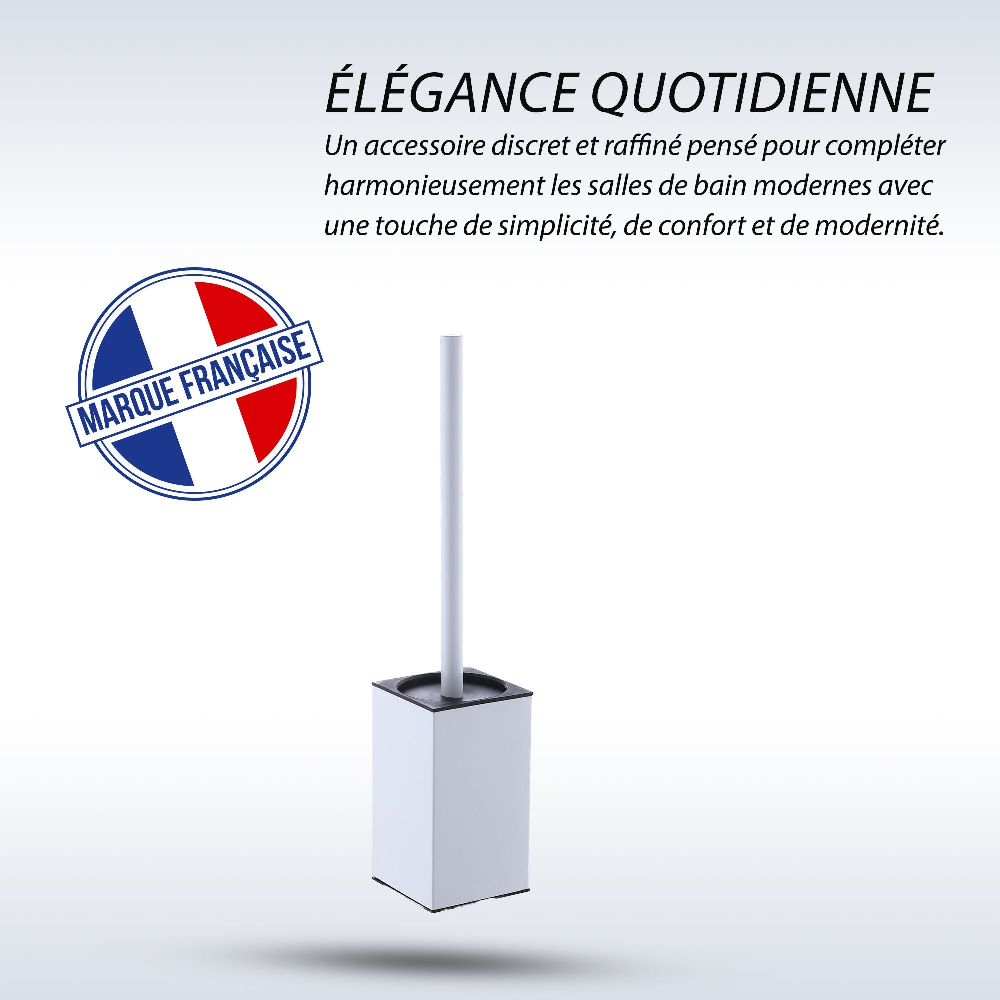 Brosse WC carrée blanche avec couvercle : design moderne, hygiène et fabrication française
