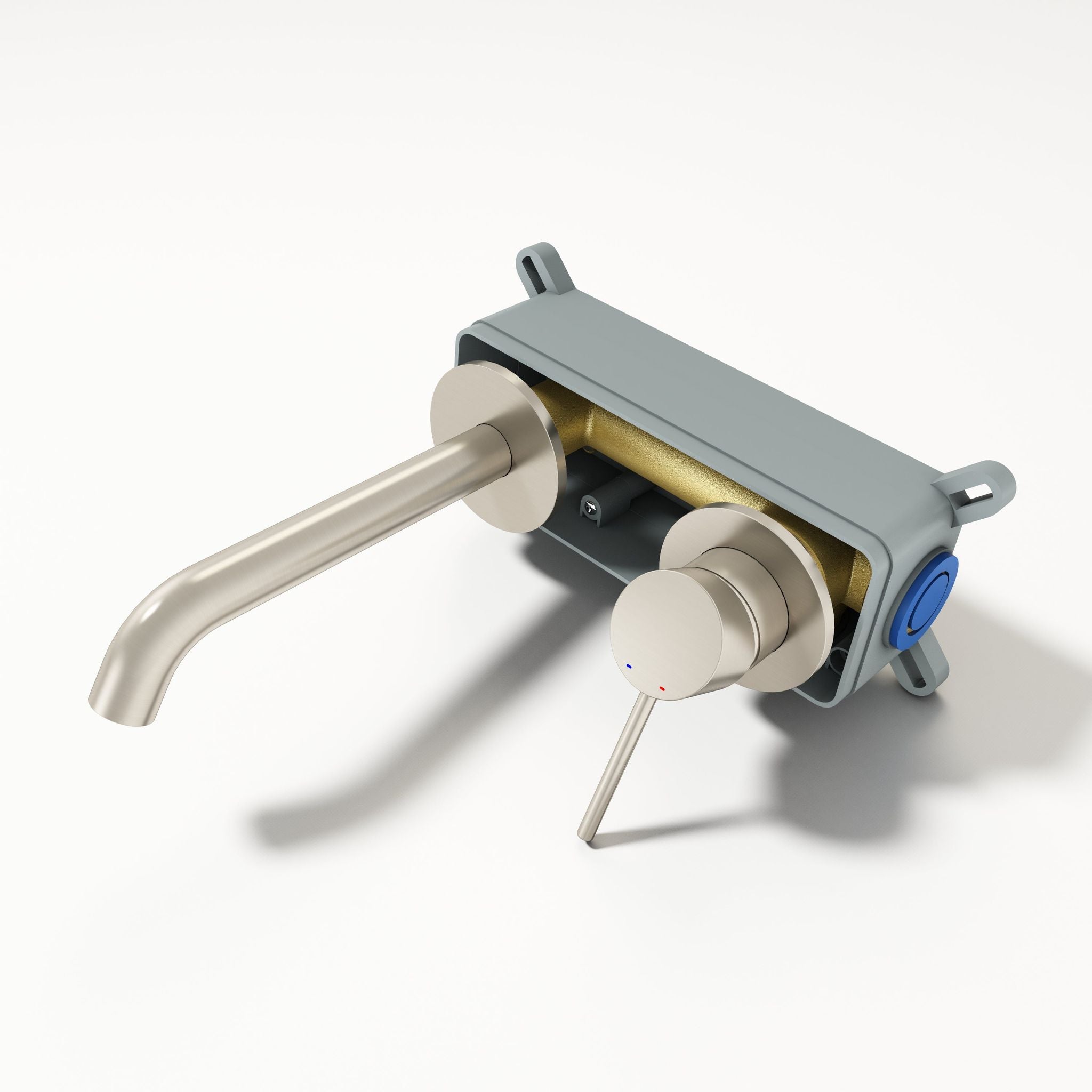 Robinet encastrable à bec – Finition nickel brossé/Chrome