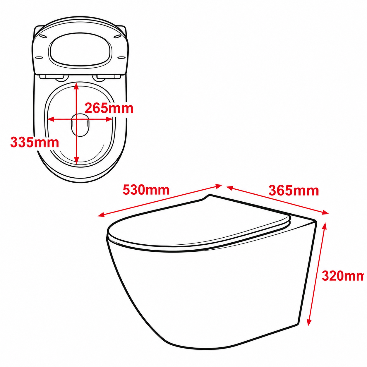 WC suspendu VALA (53*36,5*32cm)– Design moderne & abattant Soft Close