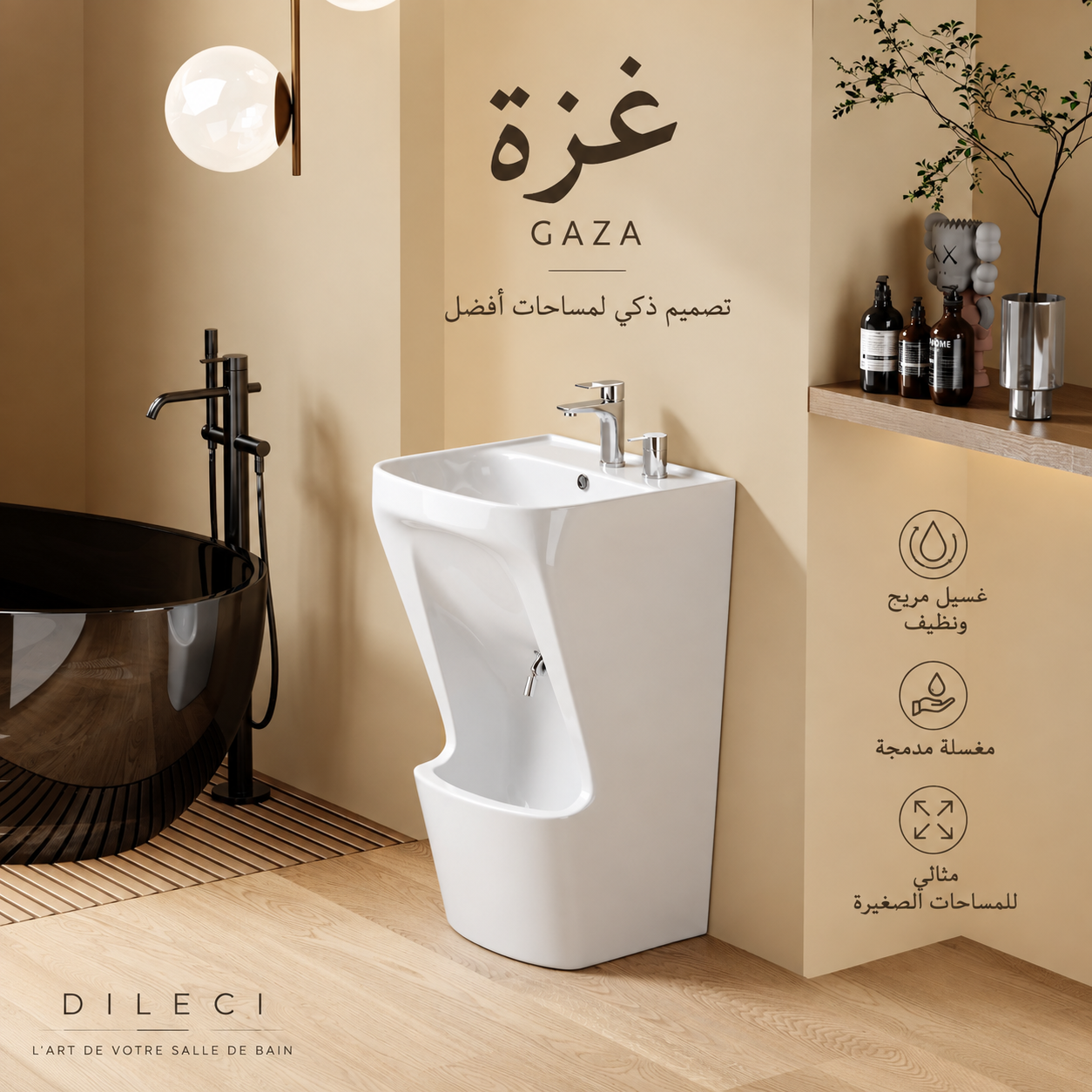 Lavabo d’ablutions GAZA – Double vasque pour ablutions musulmanes – Design moderne