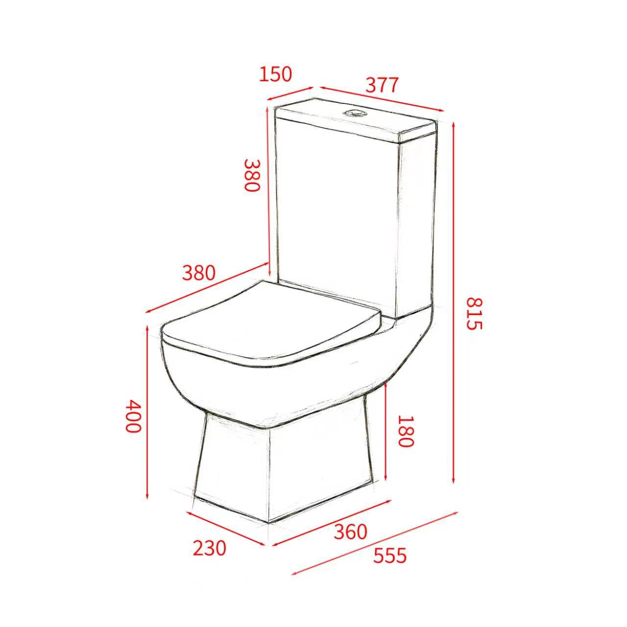 WC à poser ultra compact BIKIBUS, 55,5 cm, design carré arrondi, sortie horizontale.