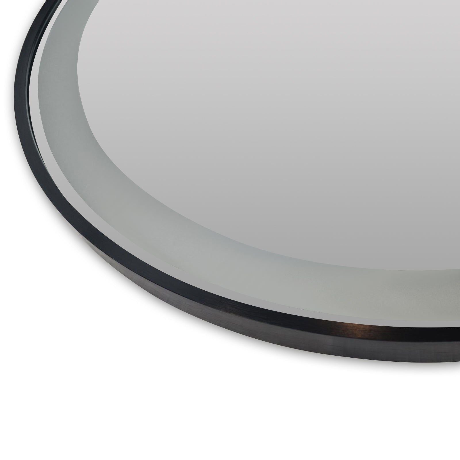 Miroir rond LED Ø60 cm avec cadre alu noir : Miroir LED rond de 60 cm de diamètre avec un élégant cadre en aluminium noir. Idéal pour la salle de bain ou le dressing.