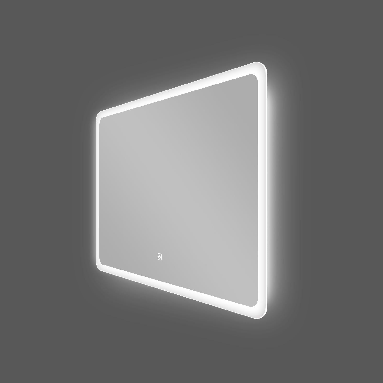 Miroir LED rectangulaire 80x60 cm : Miroir de salle de bain LED rectangulaire, 80x60cm, avec bords dépolis éclairés.
