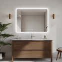 Miroir LED Rectangulaire 80x60 Cm Avec Contour Givré - Lumière Dimmable Chaude/froide, Anti-buée, Pour Salle De Bain - 10