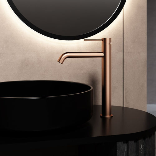 Robinet à bec haut 30 cm – Finition cuivre brossé (Rose Gold)