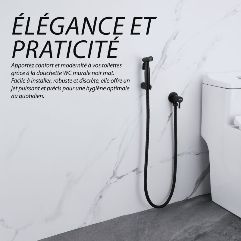 Douchette WC Murale - Noir mat
