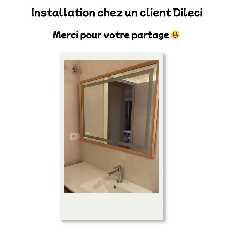 Miroir lumineux LED avec cadre bois