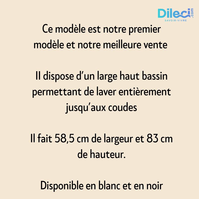 Lavabo d'ablutions Méca : Bassin large pour lavage des pieds Wudu, disponible en blanc et noir (58,5x83cm)
