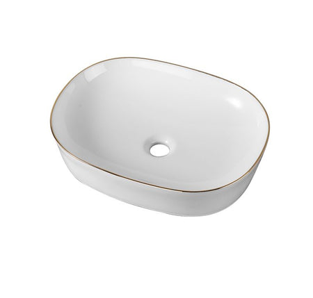 Vasque à poser ronde ovale avec liseré or