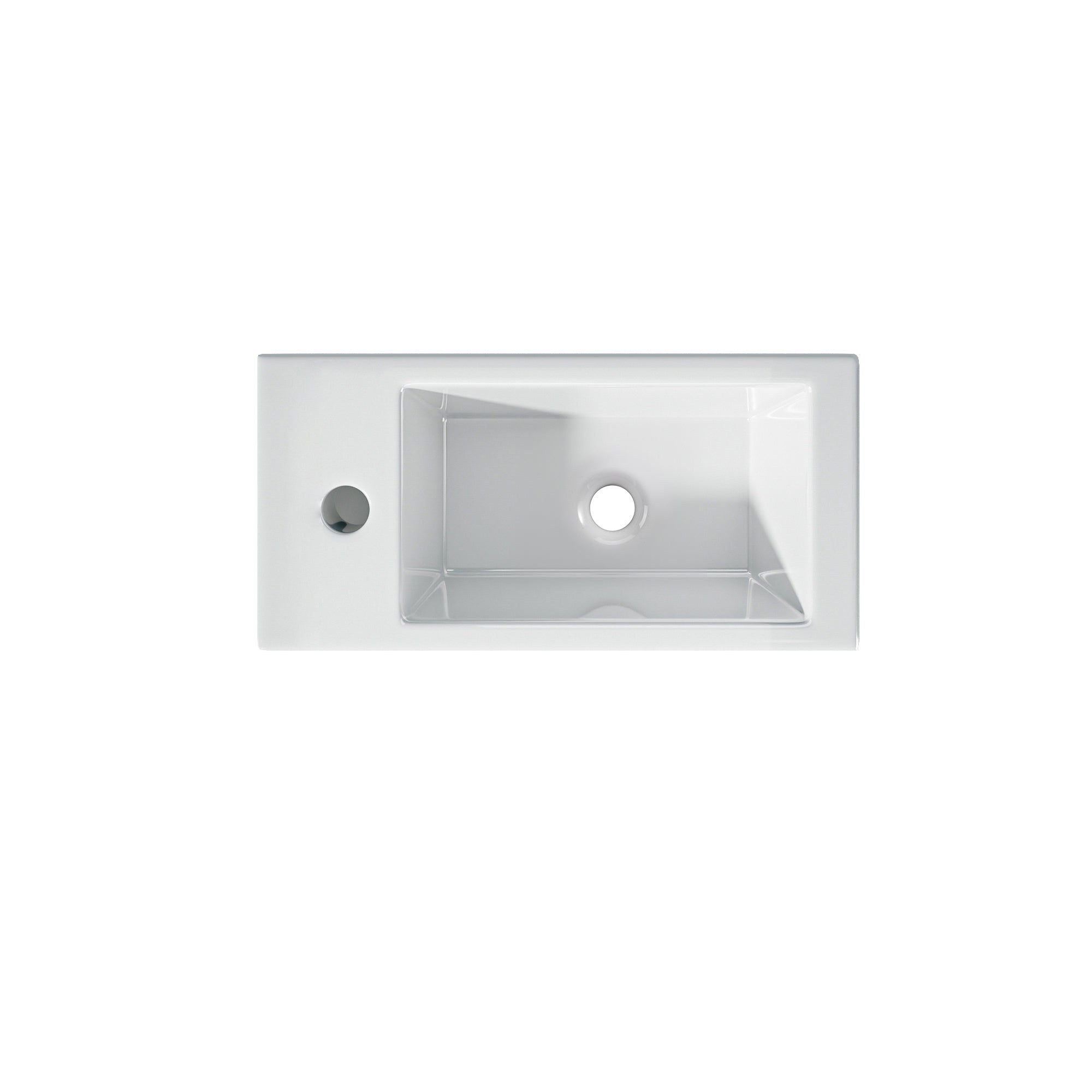Vasque lave-mains sortie gauche: White ceramic rectangular sink (36.5x18x9cm)