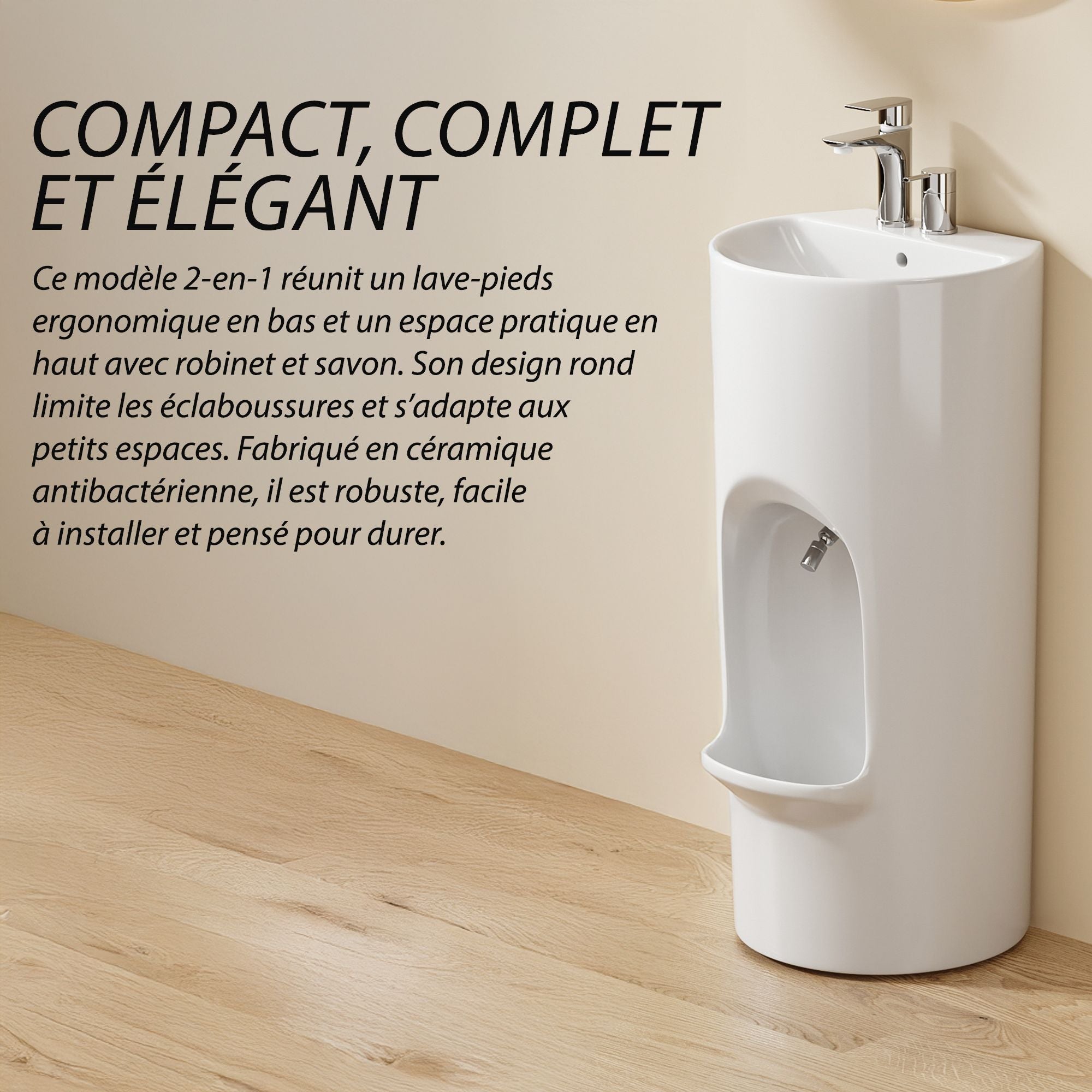 Lavabo d'ablutions Riyad - Design rond et fin