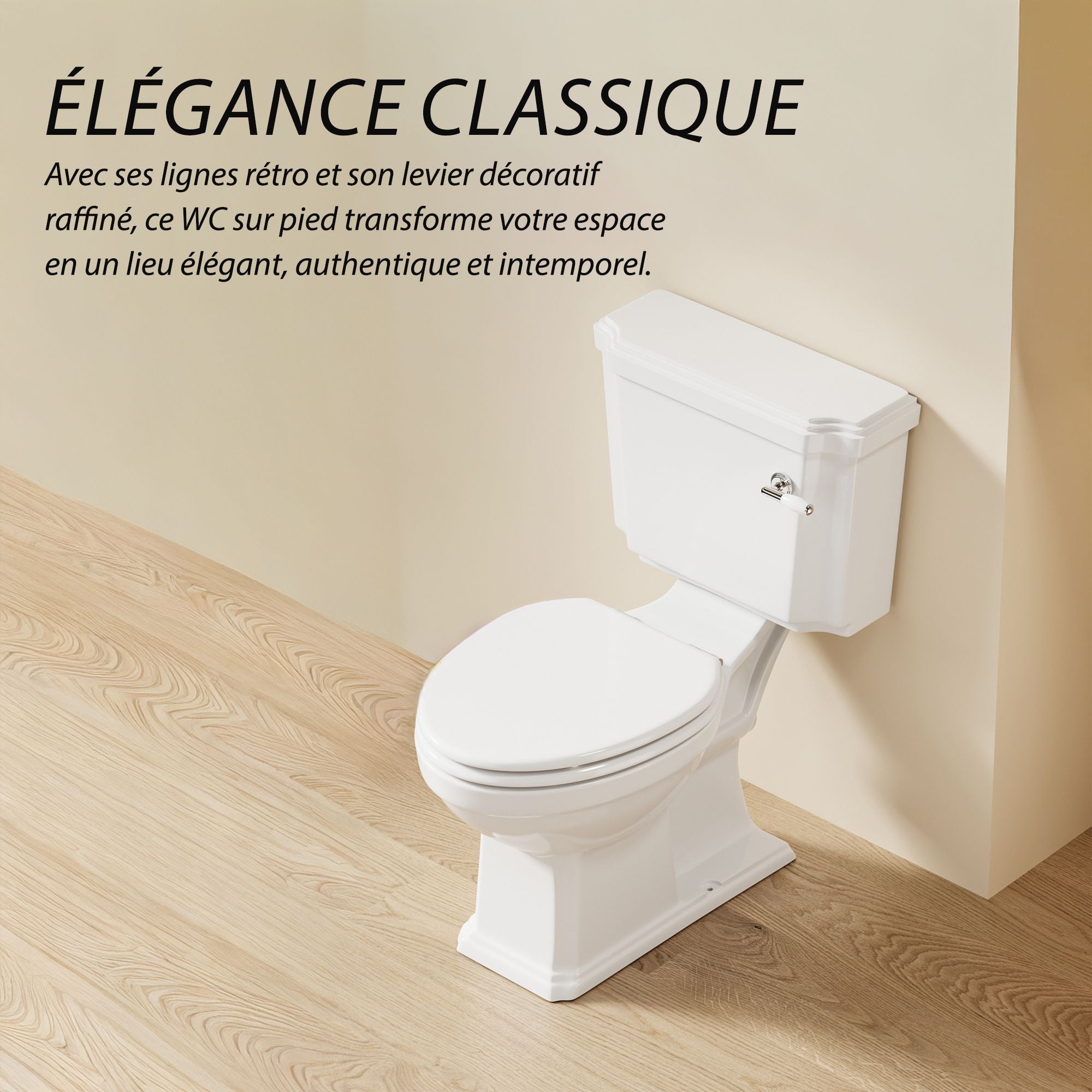 WC Victoria : toilette sur pied style rétro victorien avec levier décoratif