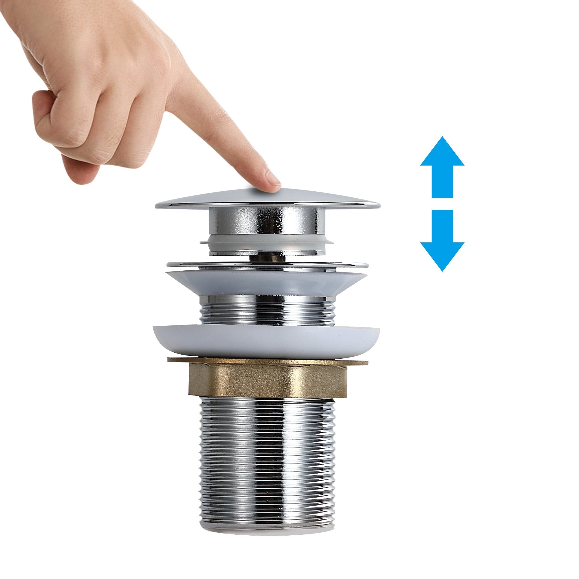 Bonde clic-clac Chrome/argent : Bouchon de bonde de lavabo chromé à ouverture par bouton-poussoir facile à utiliser.