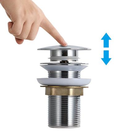 Bonde clic-clac Chrome/argent : Bouchon de bonde de lavabo chromé à ouverture par bouton-poussoir facile à utiliser.