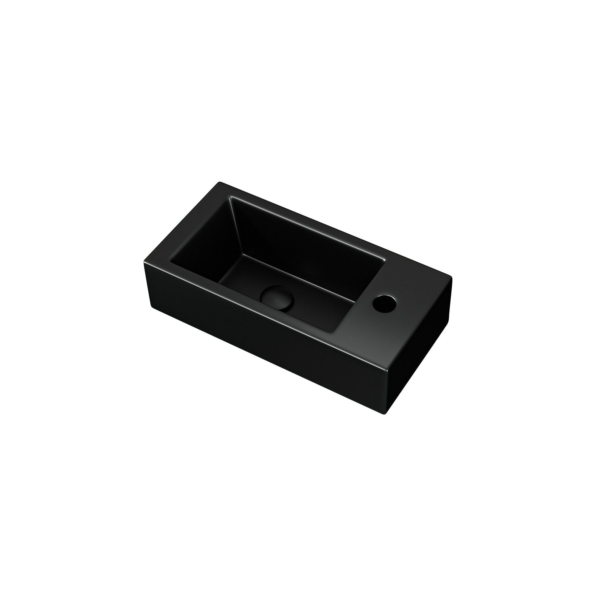 Vasque lave-mains sortie droite noire mate (36,5x18x9cm)