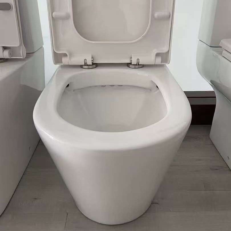 WC à poser avec lave-mains intégré 2-en-1 sans bride sortie horizontale - Design arrondie blanc