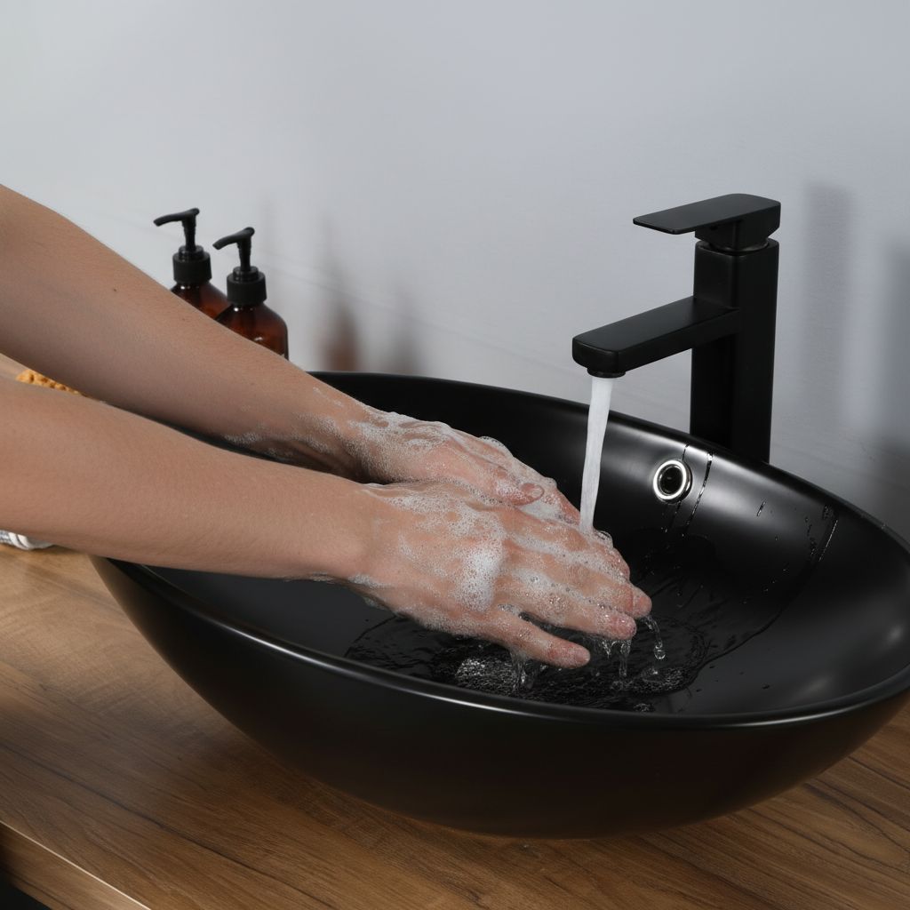 Vasque à poser Ovale Noir en céramique