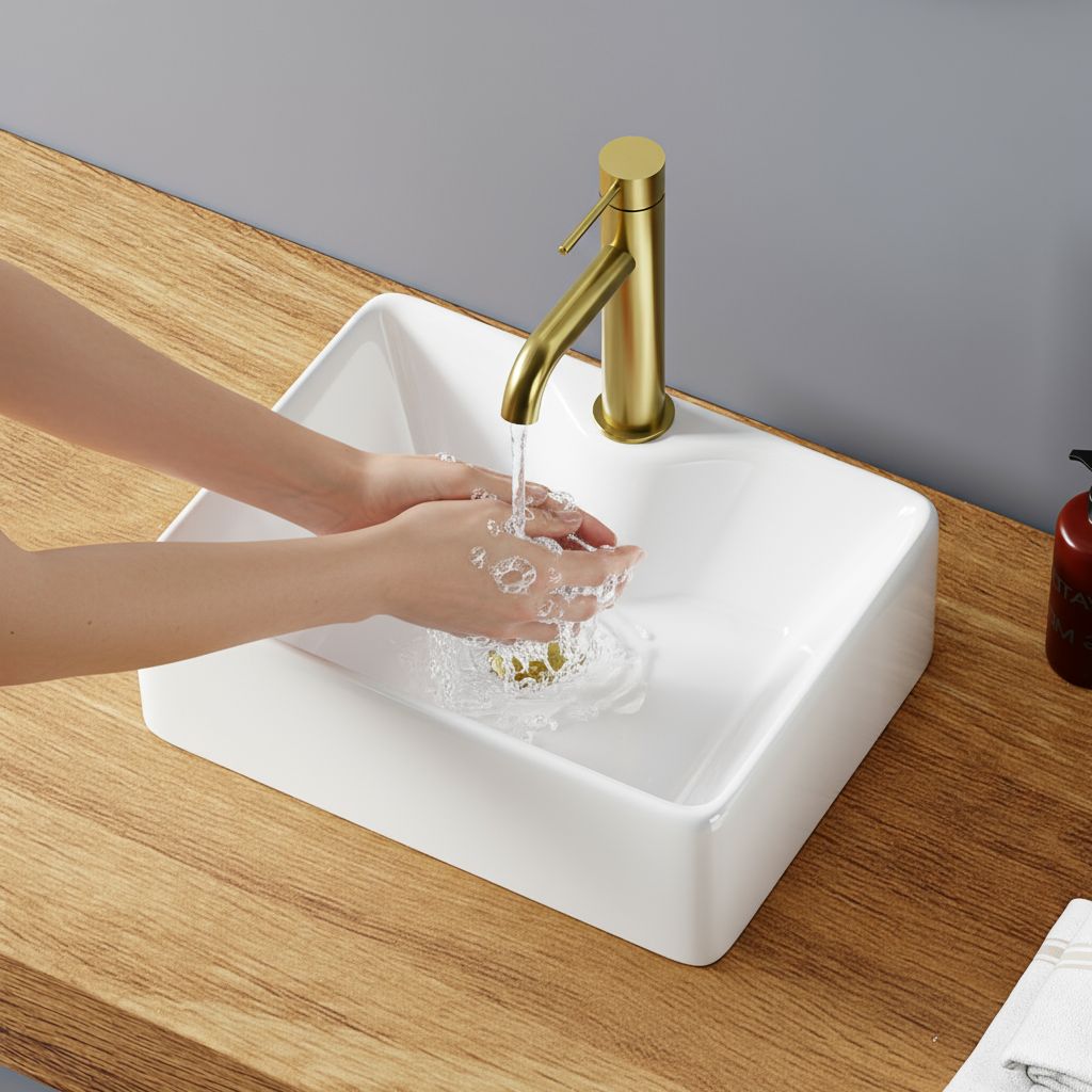 Vasque rectangulaire en céramique blanche (40 × 30 cm)