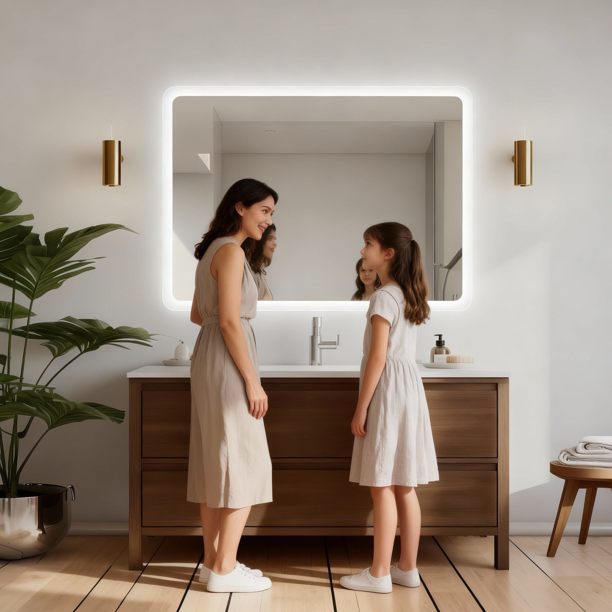 Miroir LED Rectangulaire 100 x 70 cm avec Contour Givré