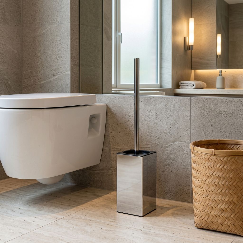 Brosse WC carrée chromée avec couvercle : design moderne et hygiène