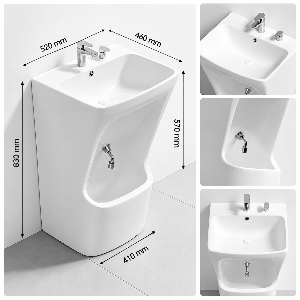 Lavabo d’ablutions GAZA moderne double vasque avec robinetterie chromée.