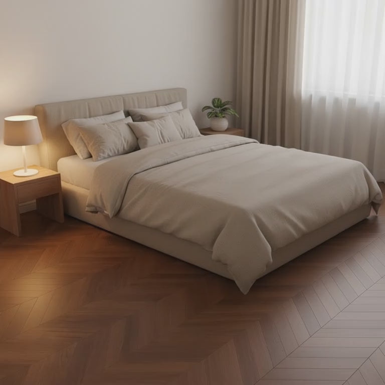 [ÉCHANTILLON] - Parquet contrecollé chêne français, Point de Hongrie / Chevron 510×83×15 mm mm – Teinte foncée Élégante