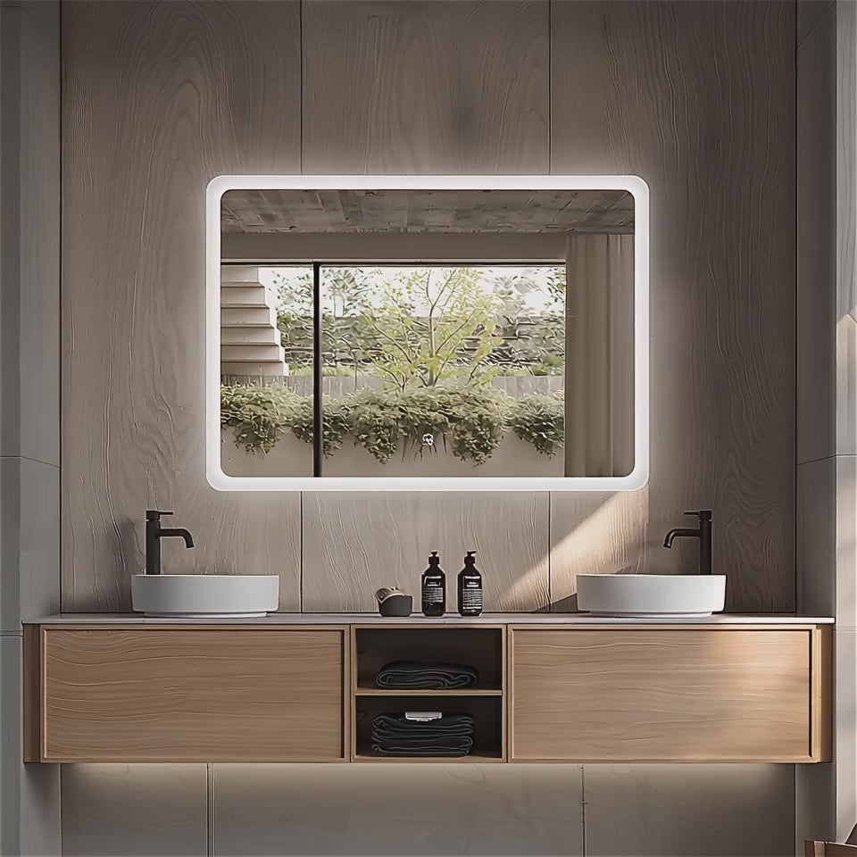 Miroir LED Rectangulaire 100 x 70 cm avec Contour Givré