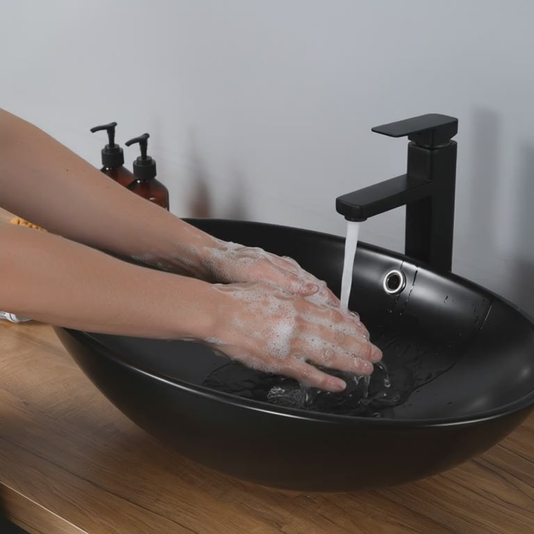 Vasque à poser Ovale Noir en céramique